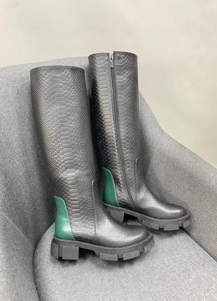 Екслюзивні чоботи труби з італійської шкіри жіночі4 фото