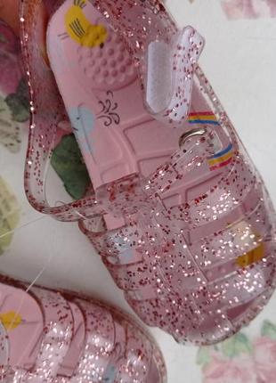 Силиконовые босоножки сандалии с блестками желя девочки4 фото