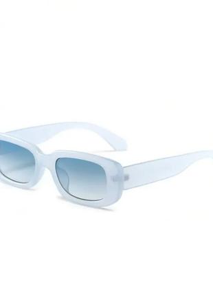 Тренд окуляри сонцезахисні вузькі блакитні прозорі очки солнцезащитные голубые узкие2 фото