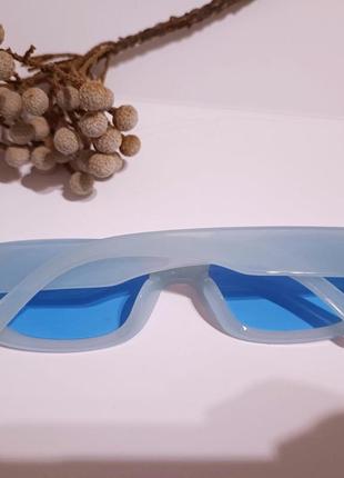 Тренд окуляри сонцезахисні вузькі блакитні прозорі очки солнцезащитные голубые узкие4 фото
