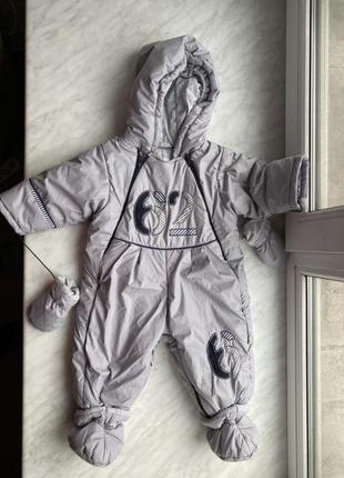 Комбинезон конверт детский 80 см 6-12 месяцев деми серый