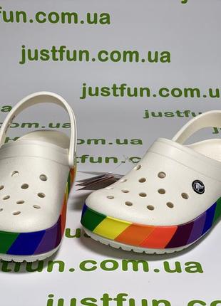 Сабо crocs Supposed crocband rainbow block clog white жіночі крокси радуга
