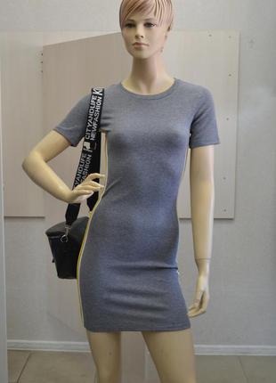 Платье джерси серое с полоской h&m 8-10  2023