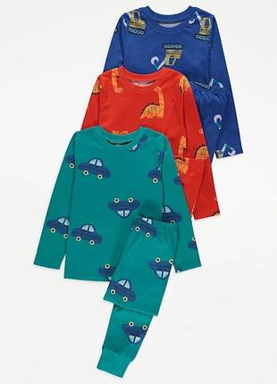 Пижама за 1 шт george англия хлопок набор пижам на мальчика  2-3 98(бирюз красн) 5-6 116(син)