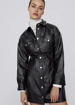 Плащ , платье кожаний zara