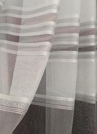 Тюль льон з мережкою, коричневий низ 🔥