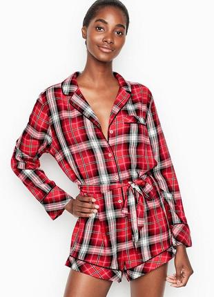 Фланелевий комбінезон ромпер victoria's secret flannel tie romper