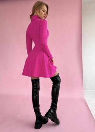 Сукня жіноча коротка міні нарядна святкова чорна рожева синя закрита з горлом під горло базова3 фото