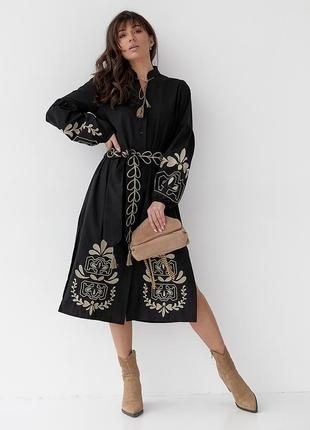 Бавовняна сукня-вишиванка арт. 90241, черный