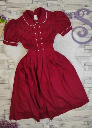 Детское платье ancar для девочки красное в белый горох с поясом размер 140