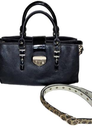 Сумка жіноча/ сумка на плече / ремінь estro / сумка+ремінь / леопардовий ремінь / чорна сумка