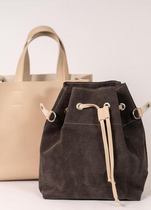 Жіноча сумка тоут бежева сумка бежевий шопер шоппер сумка 2в12 фото