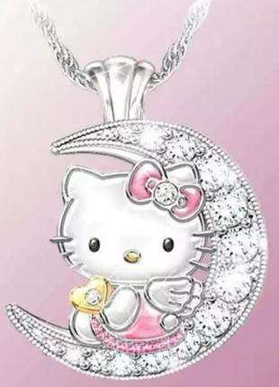 Біжутерія hello kitty сріблястий, довжина ланцюжка 42см, кулон 2,5*2,5см1 фото