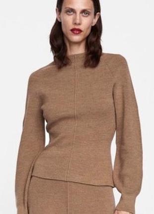 Свитер с шерстью цвета кэмел zara 3
