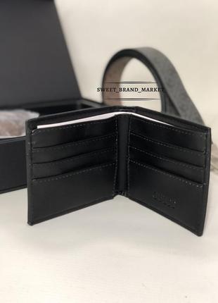 Чоловічий гаманець портмоне ремінь подарунковий набір guess двосторонній ремінь та гаманець4 фото