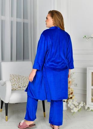 Гарна велюрова піжама, домашній велюровий костюм трійка10 фото