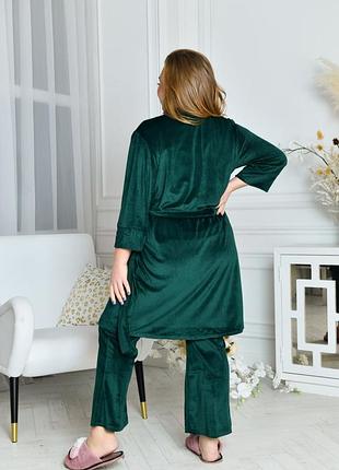 Гарна велюрова піжама, домашній велюровий костюм трійка2 фото