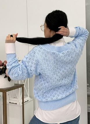 Твій ідеальний светр "земфіра", ажурна в'язка, виконаний з натуральної нитки! ніжний та м'який, приє2 фото