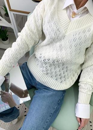 Твій ідеальний светр "земфіра", ажурна в'язка, виконаний з натуральної нитки! ніжний та м'який, приє7 фото