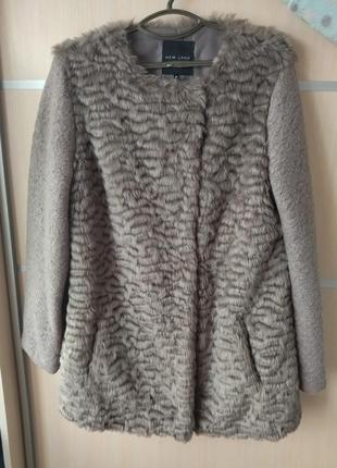 Шерстяне пальто/шуба new look 16/xl/50
