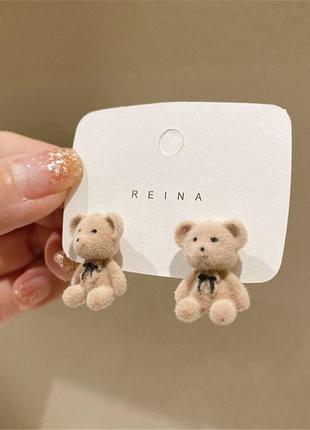 Серьги мишки милые сережки медвежата