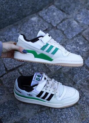 Мужские кроссовки adidas forum 84 low beige green 40-41-42-43-44-455 фото