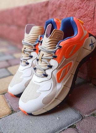 Reebok zig kinetica ii concept 1 бежеві з жовтогарячим і синім