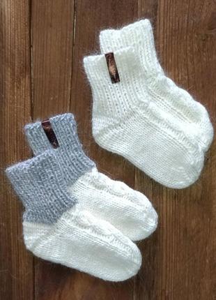 Дитячі вовняні шкарпетки - в'язані шкарпетки з пуху норки - зимові шкарпетки на 2, 3, 4 роки4 фото