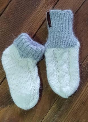 Детские шерстяные носочки - вязаные носки из пуха норки - зимние носки на 2, 3, 4 года4 фото