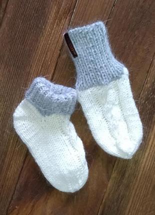 Детские шерстяные носочки - вязаные носки из пуха норки - зимние носки на 2, 3, 4 года3 фото