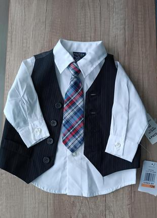 Рубашка с галстуком и жилеткой для мальчика торговой марки  nautica на возраст 12 месяцев.