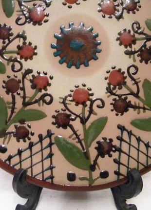Коллекционная настенная тарелка цветы роспись керамика майолика ссср №10073 фото