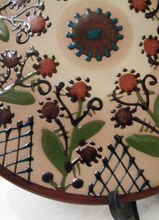 Коллекционная настенная тарелка цветы роспись керамика майолика ссср №10075 фото
