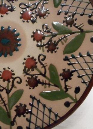 Коллекционная настенная тарелка цветы роспись керамика майолика ссср №10076 фото