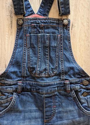 Летние джинсовые шорты  полукомбинезон fatface  8-9 лет 134-140 см3 фото