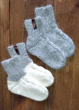 Набор носочков для подарка - 2 пари - вязаные носки из пуха норки - зимние носки на 2, 3, 4 года2 фото