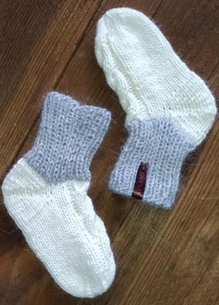 Набор носочков для подарка - 2 пари - вязаные носки из пуха норки - зимние носки на 2, 3, 4 года6 фото