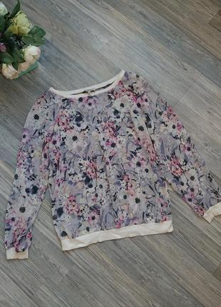 Красивая женская блуза в цветы кофта кофточка блузка р.s/m свитшот