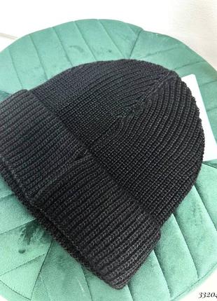 Шапка капелюх чёрная чорна вовна шерстяная трендовая бредовая демисезонная зимняя4 фото