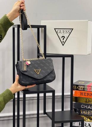 Сумка черная женская в стиле guess сумка гесс сумочка маленькая клатч кросс-боди