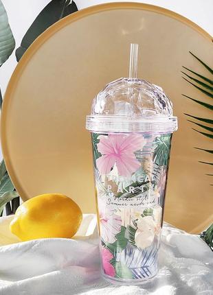 Склянка з трубочкою tropical party 7375 420 мл
