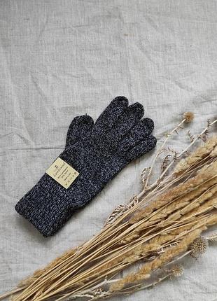 Теплые шерстяные перчатки темно серве италия
