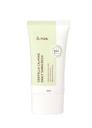 Сонцезахисний крем з екстрактом центели iunik centella calming daily moisture suncreen spf 50, 60 ml