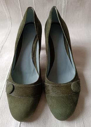 Mexx женские комбинированные туфли натуральный замш и мех зеленые р.39/25,5/26 см9 фото