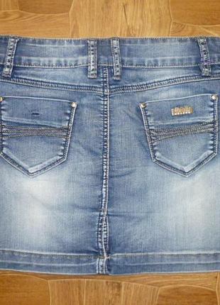 Джинсовая мини юбка hu die fashion классическая синяя утягивает3 фото