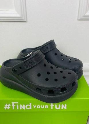 Крокси crocs women’s classic crush clog black 207521 жіночі крокси сабо на платформі1 фото