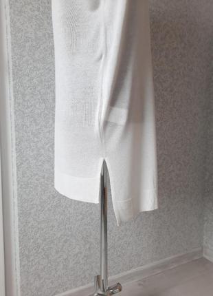 Нарядное белое платье, туника, свободный свитер, средней тёплости, линия плеча заниженная, белый. esmara.4 фото