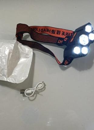 Налобный фонарь с аккумулятором usb-зарядка3 фото