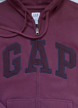 Чоловіча толстовка худі gap logo zip hoodie бордова на блискавці2 фото