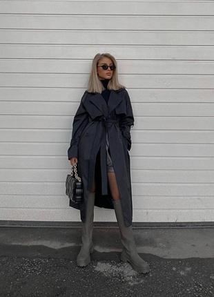 Крутезный черный тренч oversize😎🖤